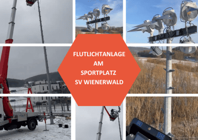 New floodlight system for the SV Wienerwald sports ground: conversion at temperatures as low as -14°C!