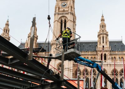 Successful grandstand construction for the Vienna Film Festival on Rathausplatz