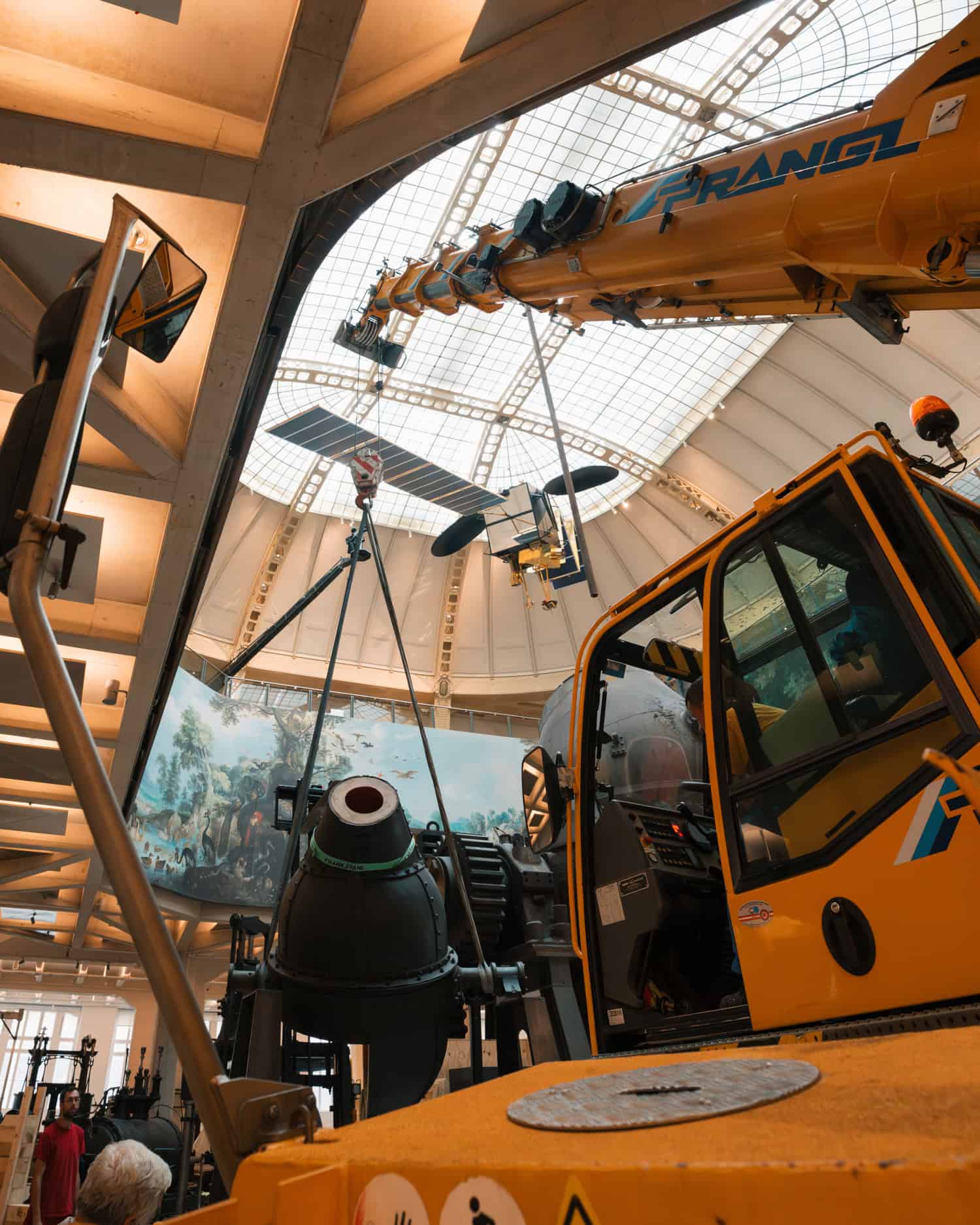 plant assembly in warehouse with crane